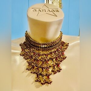 Elegant Gold and Red Choker Necklace set